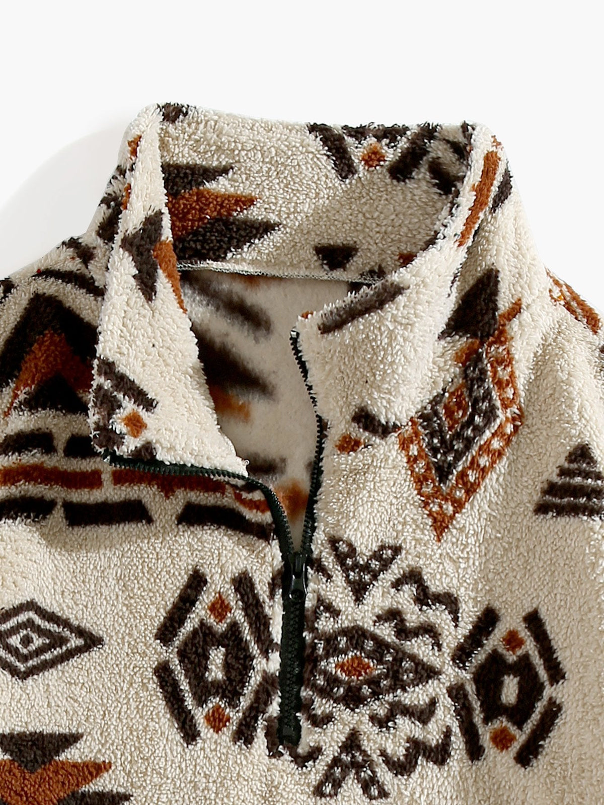 Alistair - Aztec Pattern Teddy Fleece Quarter-Zip Pullover