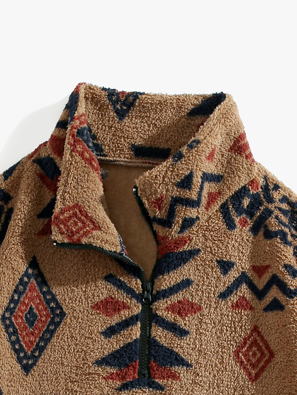Alistair - Aztec Pattern Teddy Fleece Quarter-Zip Pullover
