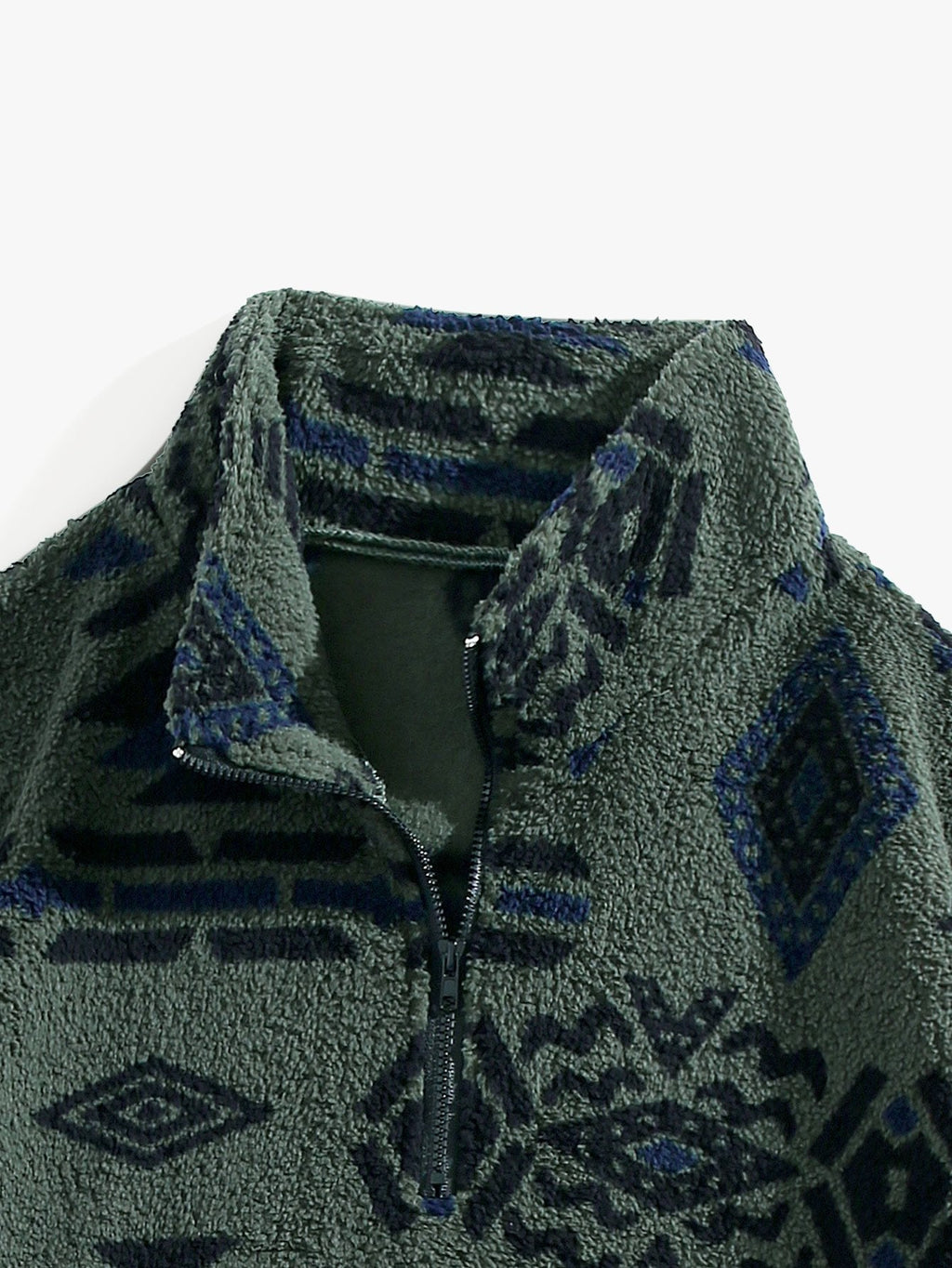 Alistair - Aztec Pattern Teddy Fleece Quarter-Zip Pullover