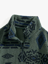 Alistair - Aztec Pattern Teddy Fleece Quarter-Zip Pullover