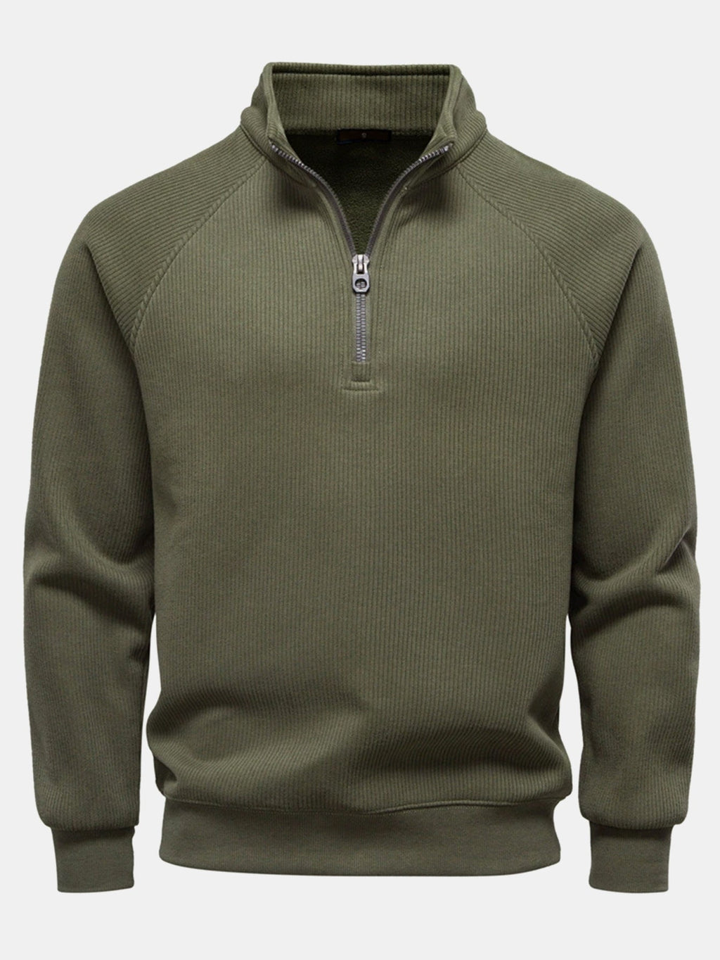 Bruce - Ribbed Raglan Mock Neck Quarter-Zip Sweater