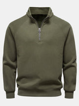 Bruce - Ribbed Raglan Mock Neck Quarter-Zip Sweater