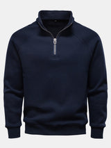 Bruce - Ribbed Raglan Mock Neck Quarter-Zip Sweater