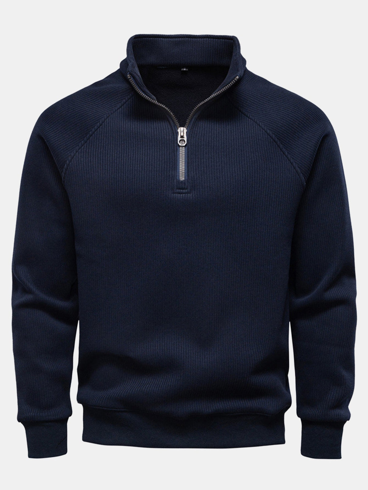 Bruce - Ribbed Raglan Mock Neck Quarter-Zip Sweater