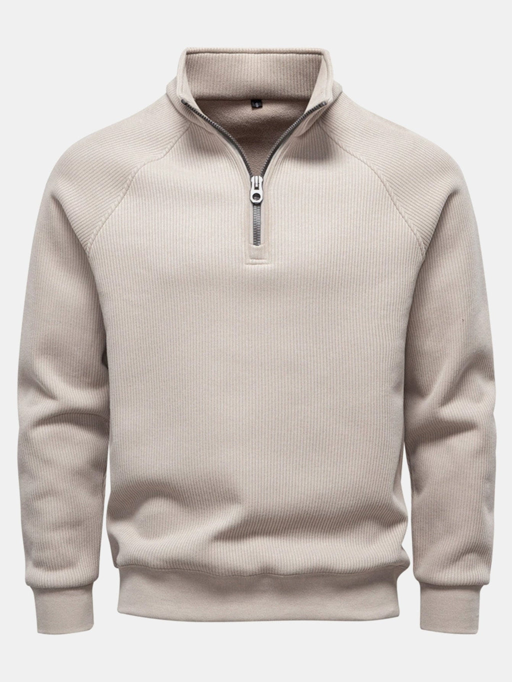Bruce - Ribbed Raglan Mock Neck Quarter-Zip Sweater