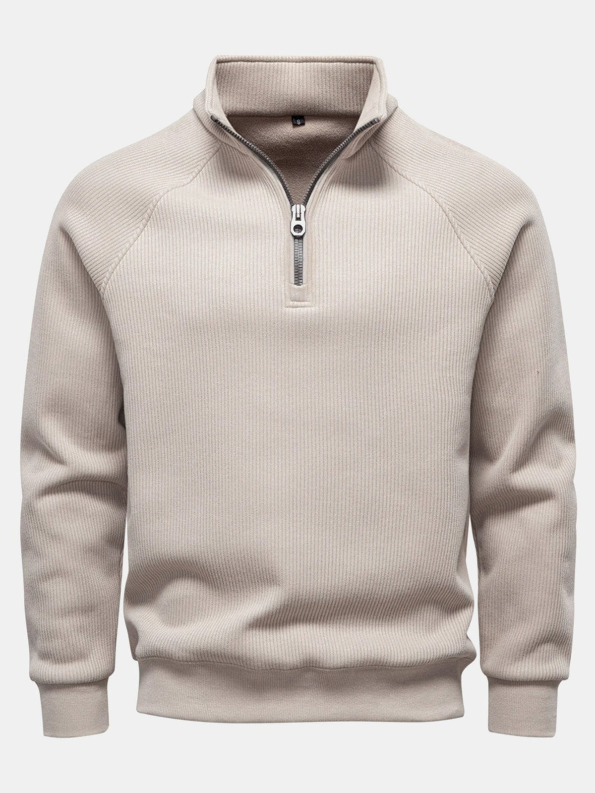 Bruce - Ribbed Raglan Mock Neck Quarter-Zip Sweater