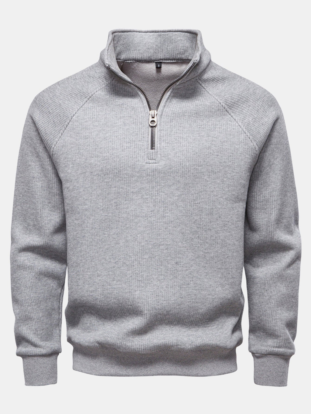 Bruce - Ribbed Raglan Mock Neck Quarter-Zip Sweater