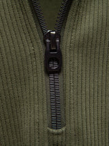 Bruce - Ribbed Raglan Mock Neck Quarter-Zip Sweater