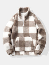 Douglas - Plaid Teddy Fleece Mock Neck Quarter-Zip Pullover