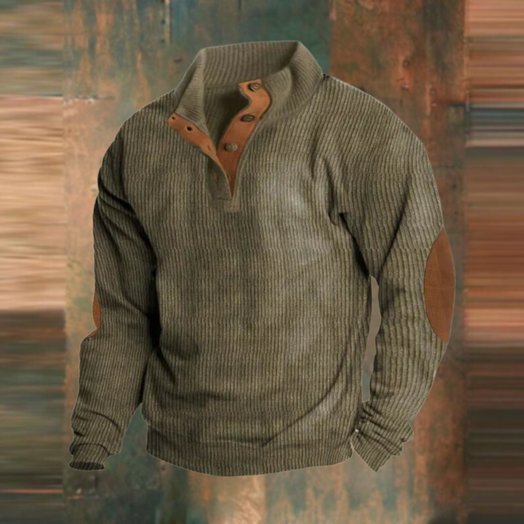 Glen - Olive Ribbed Half-Zip Sweater