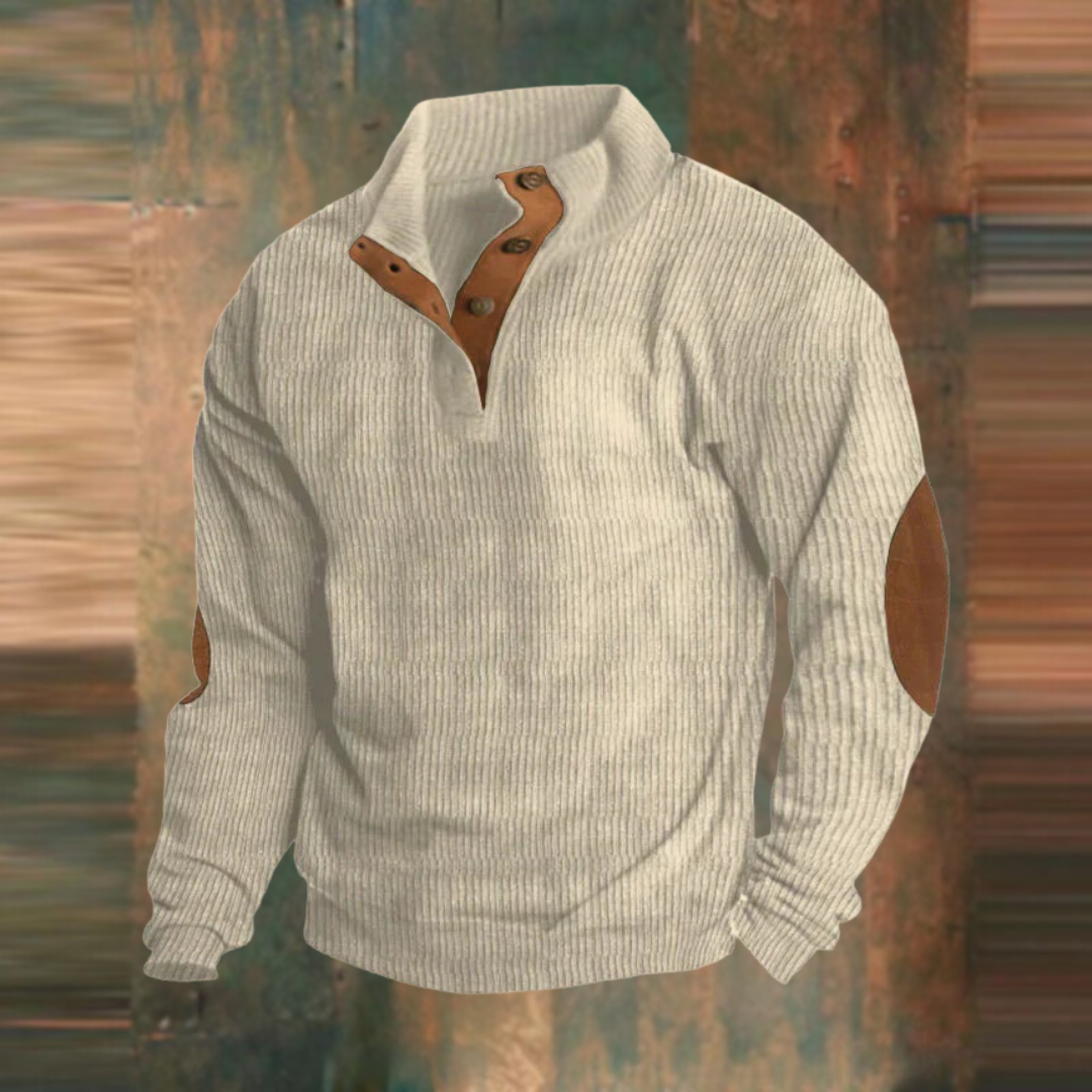 Glen - Olive Ribbed Half-Zip Sweater