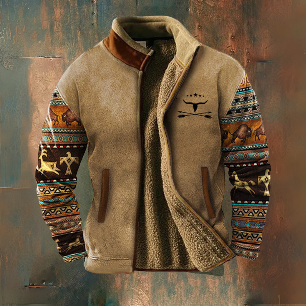 Dale - Fleece Jacket with Patterned Sleeves