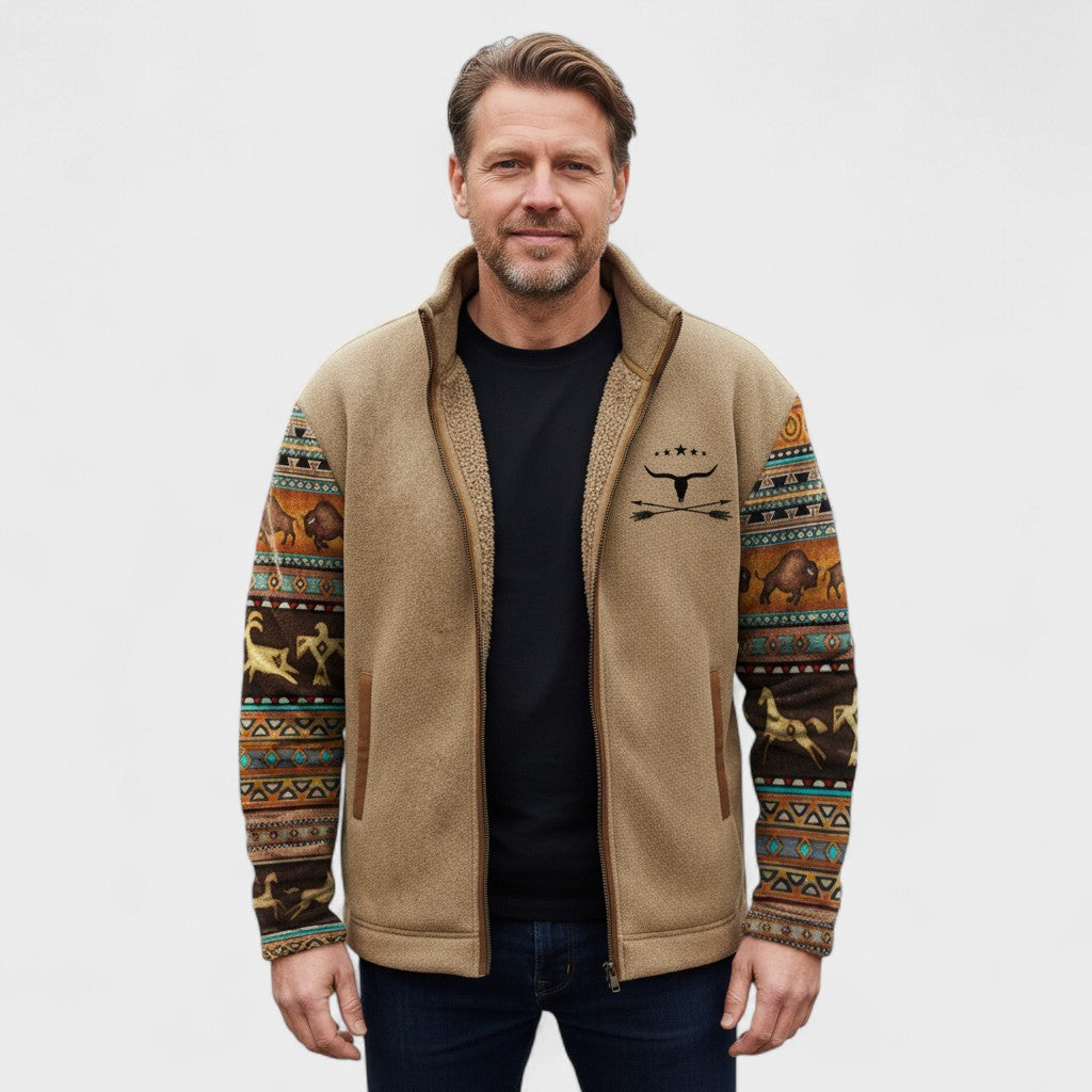 Dale - Fleece Jacket with Patterned Sleeves