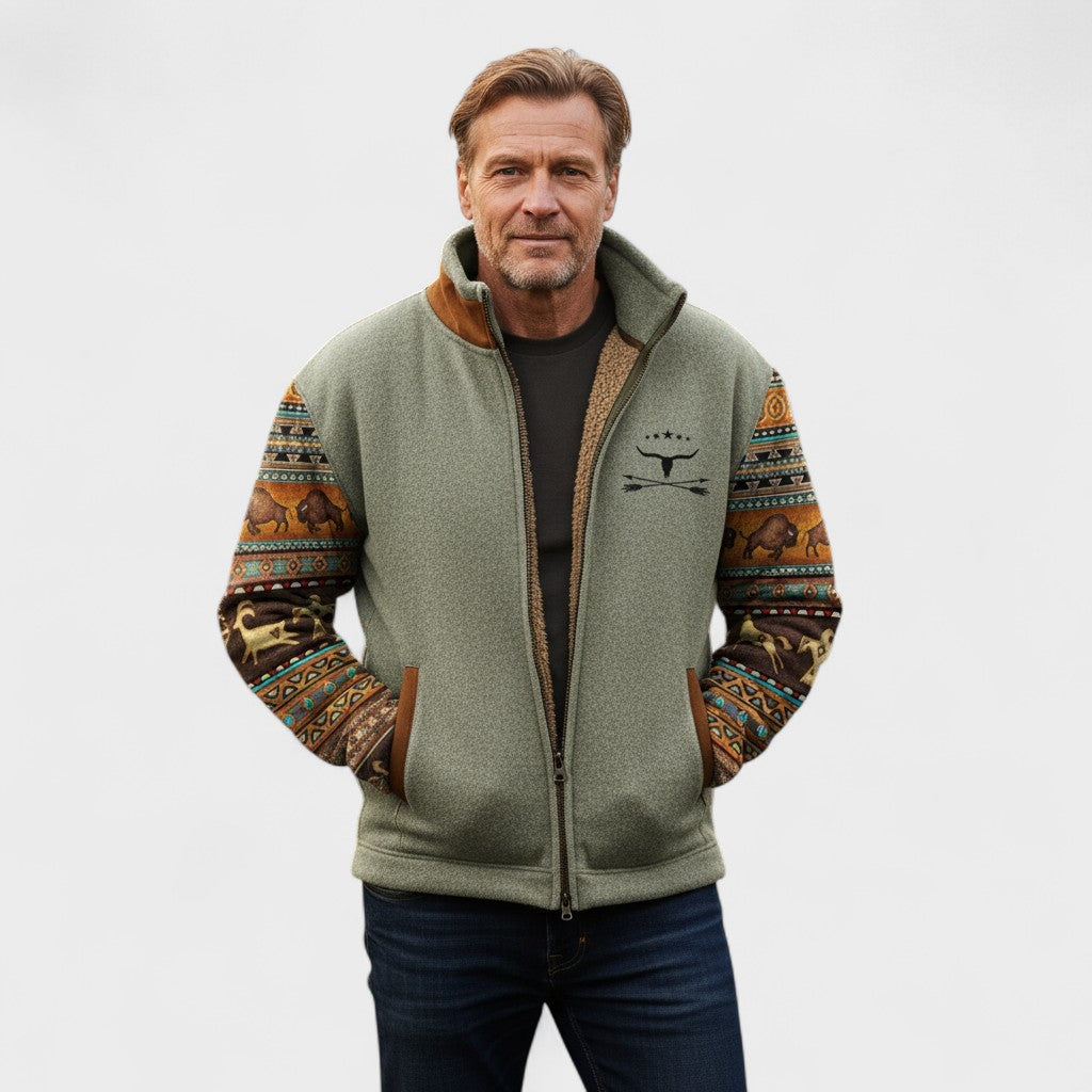 Dale - Fleece Jacket with Patterned Sleeves
