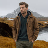 Mark - Brown Hooded Zip-Up Jacket