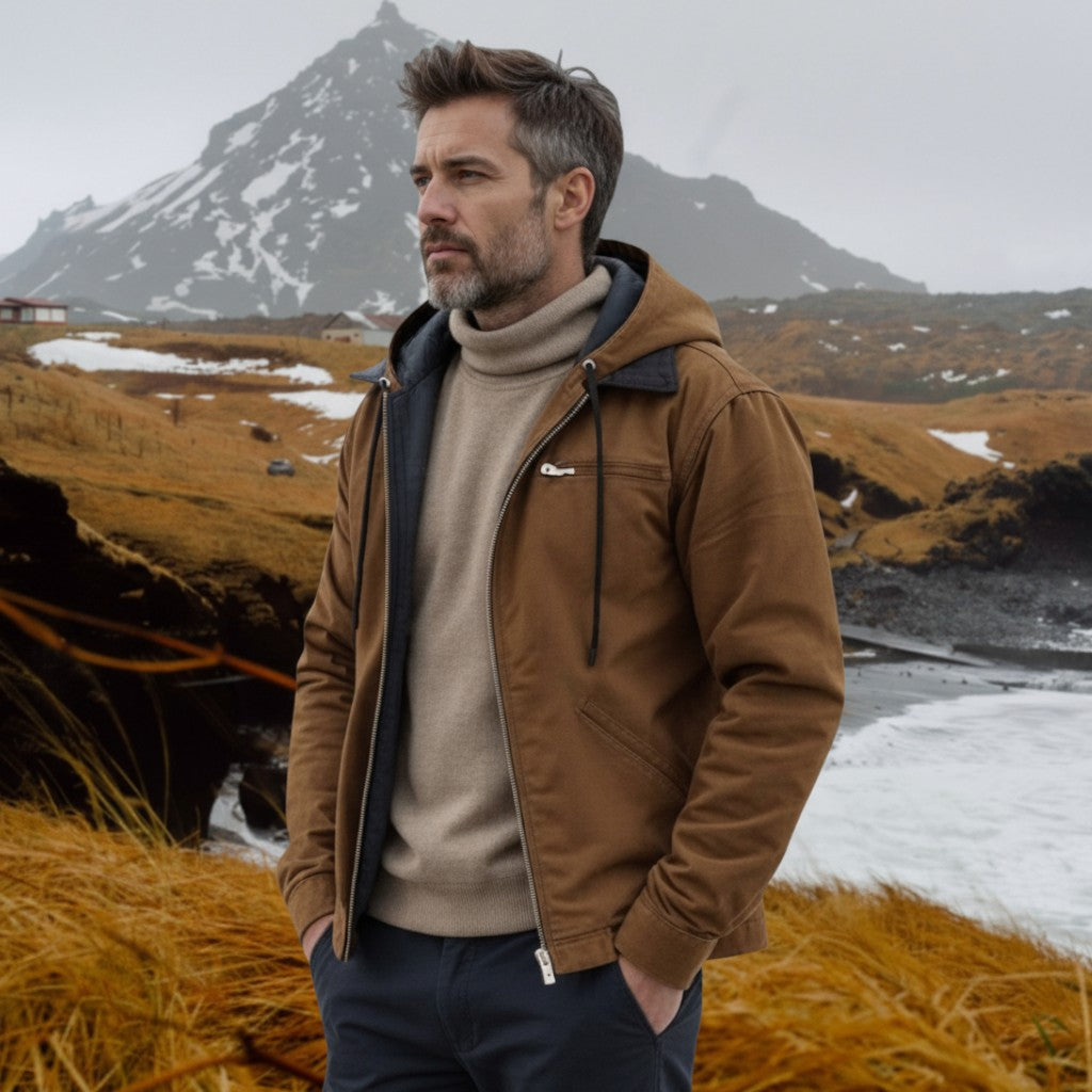 Mark - Brown Hooded Zip-Up Jacket