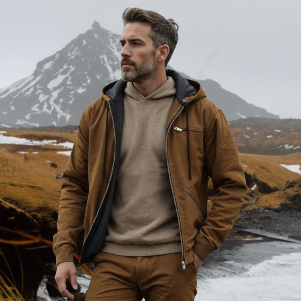 Mark - Brown Hooded Zip-Up Jacket