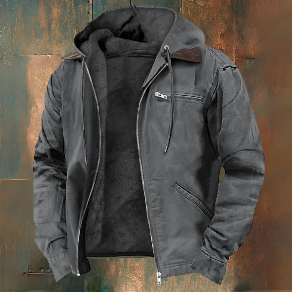 Mark - Brown Hooded Zip-Up Jacket