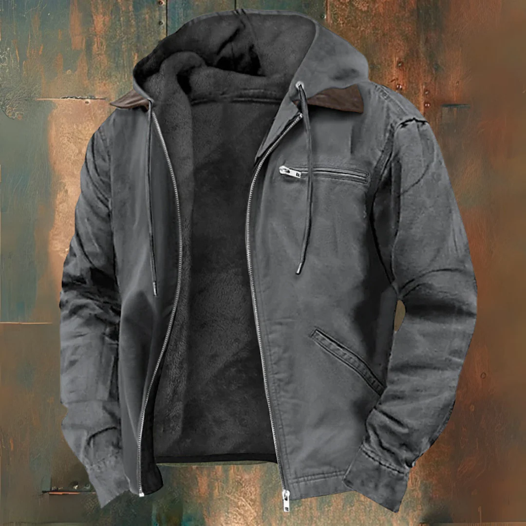 Mark - Brown Hooded Zip-Up Jacket