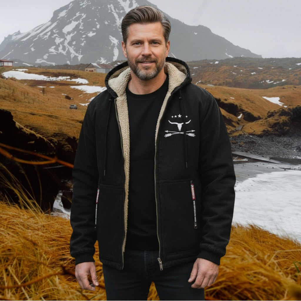 Matt - Black Teddy-Lined Hooded Jacket