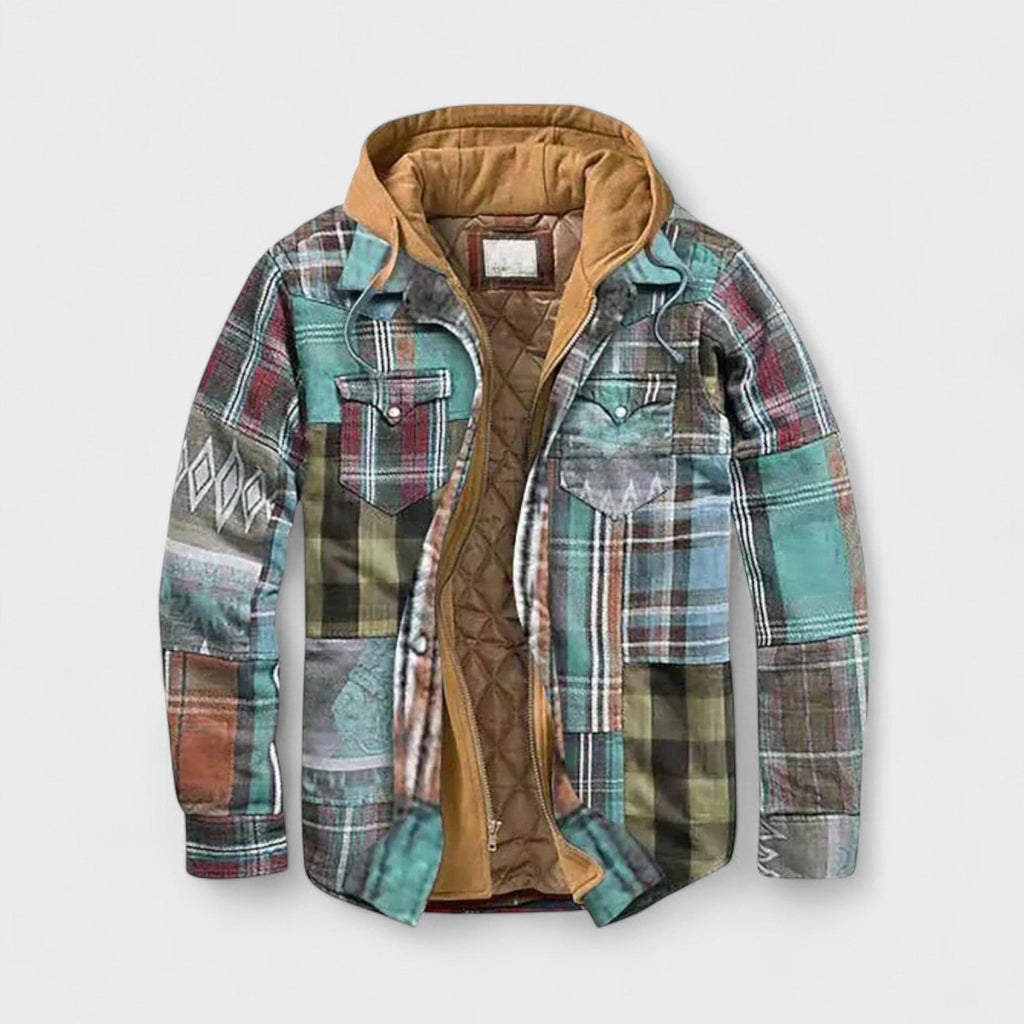 Aaron - Blue Plaid Hooded Jacket