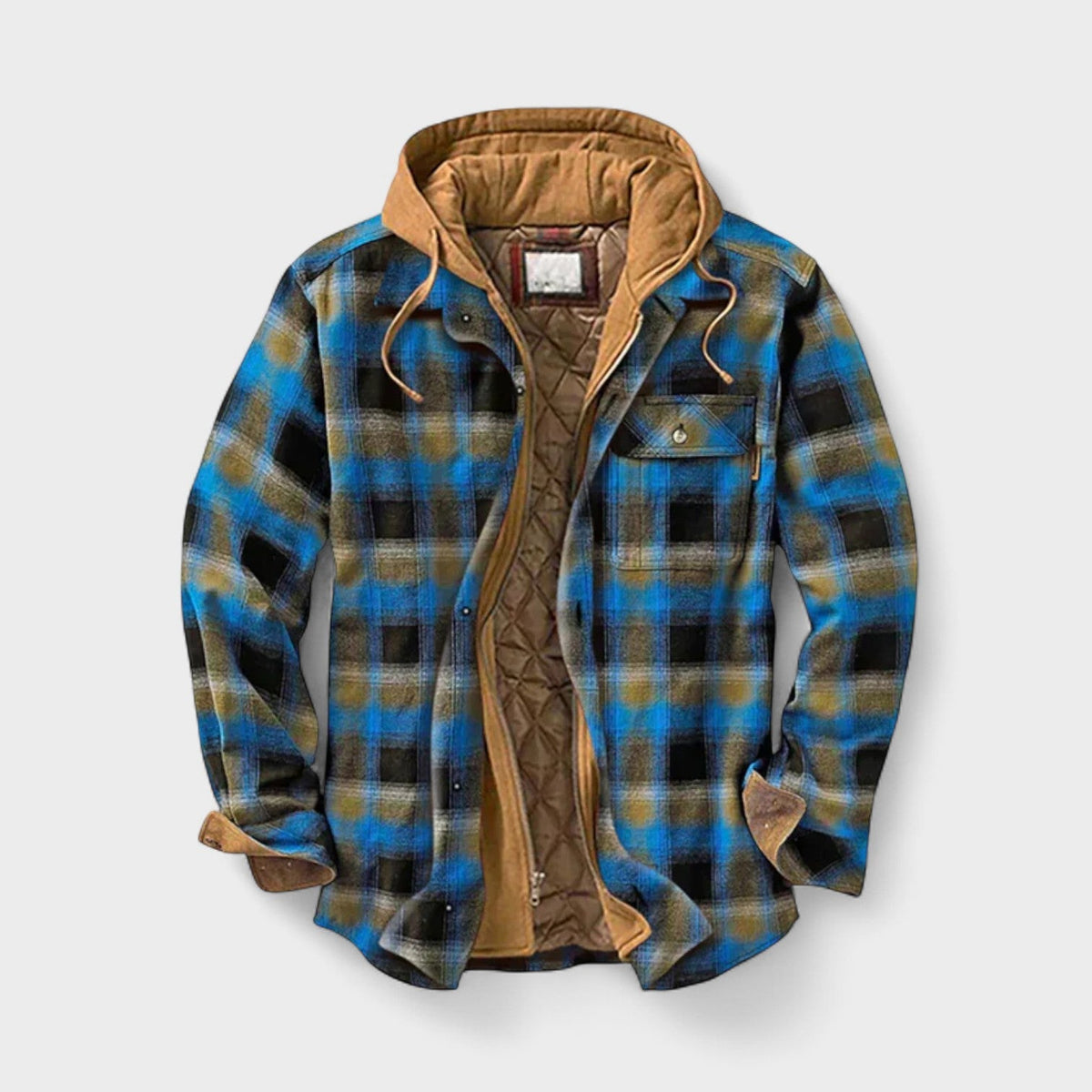 Aaron - Blue Plaid Hooded Jacket