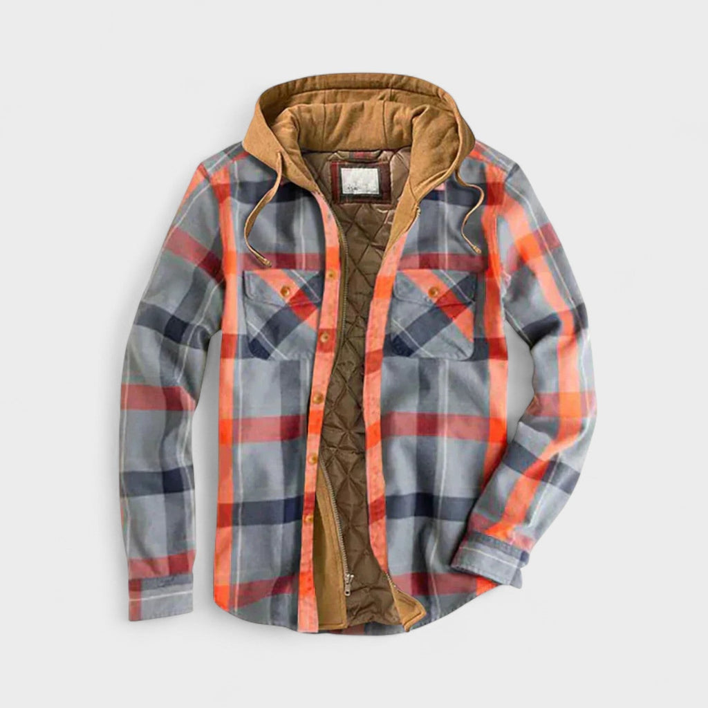 Aaron - Blue Plaid Hooded Jacket