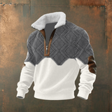 Brendan - Grey Half-Zip Sweater with Contrast Yoke