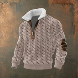 Brendan - Grey Half-Zip Sweater with Contrast Yoke