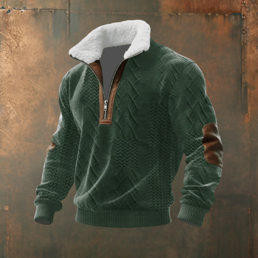 Brendan - Grey Half-Zip Sweater with Contrast Yoke