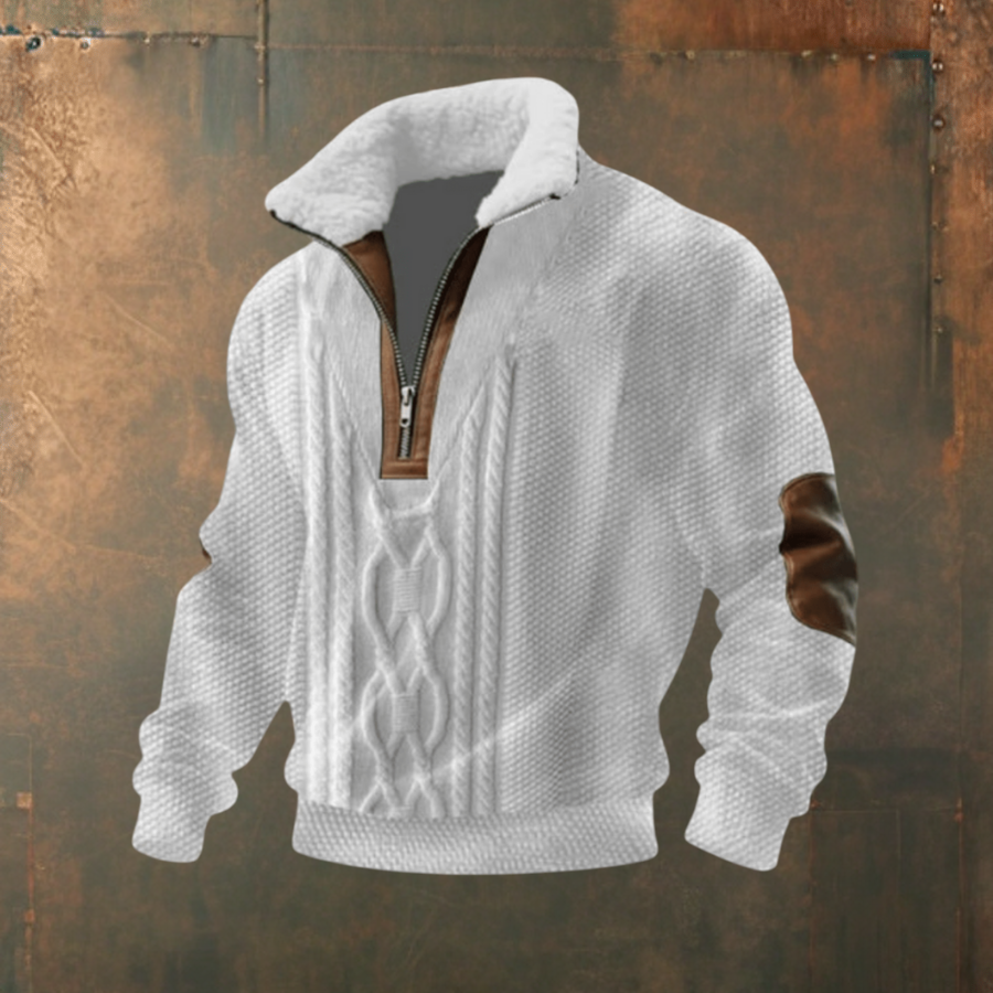 Brendan - Grey Half-Zip Sweater with Contrast Yoke