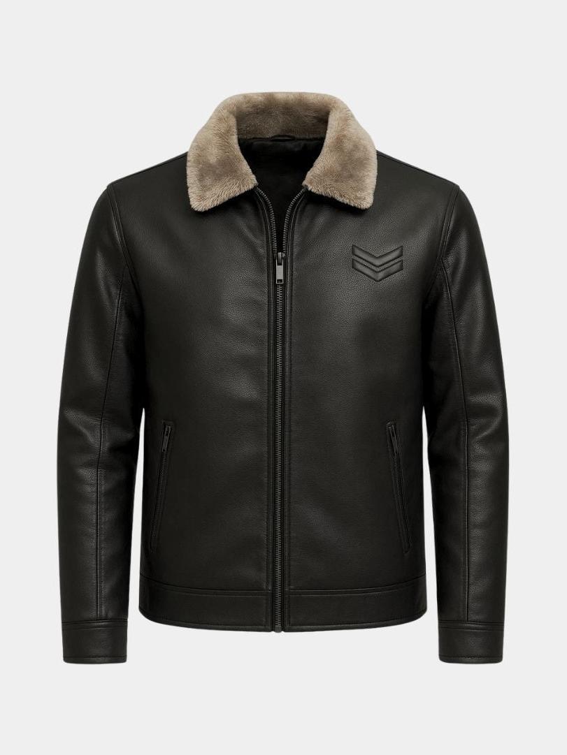 Glen - Black Jacket with Teddy Collar