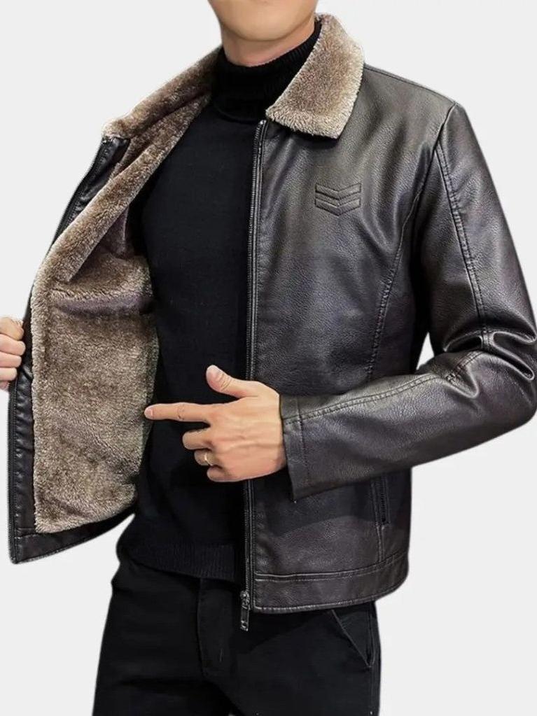 Glen - Black Jacket with Teddy Collar