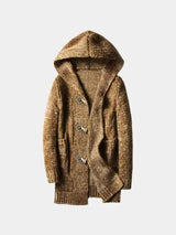 Wayne - Brown Hooded Knit Cardigan