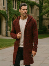 Wayne - Brown Hooded Knit Cardigan