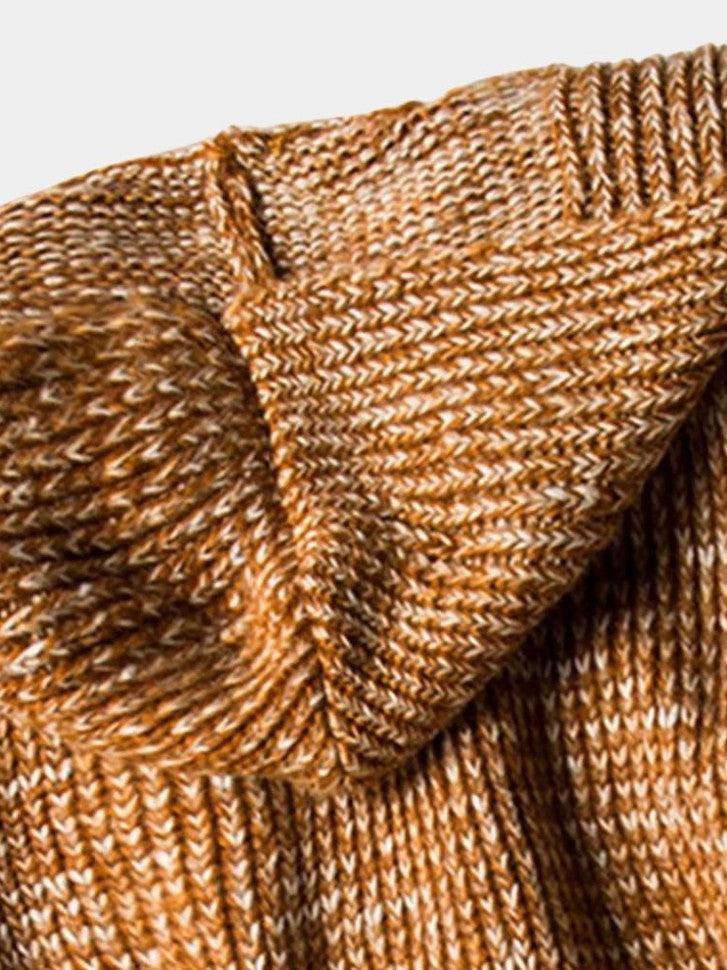 Wayne - Brown Hooded Knit Cardigan