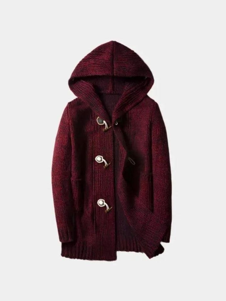 Wayne - Brown Hooded Knit Cardigan