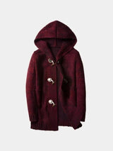Wayne - Brown Hooded Knit Cardigan