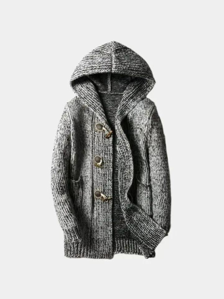 Wayne - Brown Hooded Knit Cardigan