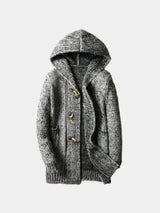 Wayne - Brown Hooded Knit Cardigan