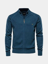 Barry - Taupe Jacquard Zip-Up Knit Cardigan