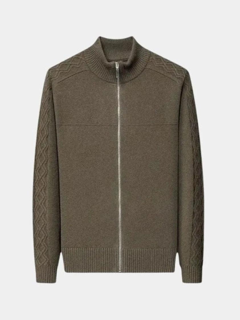 Steve - Zip Collar Knit Cardigan