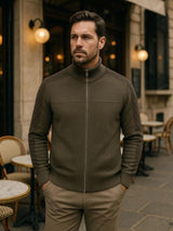 Steve - Zip Collar Knit Cardigan
