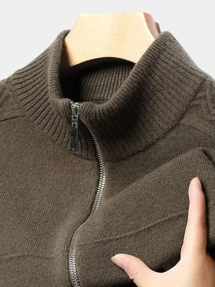 Steve - Zip Collar Knit Cardigan