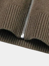Steve - Zip Collar Knit Cardigan