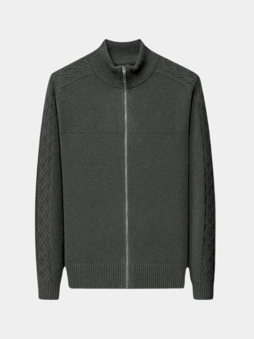 Steve - Zip Collar Knit Cardigan
