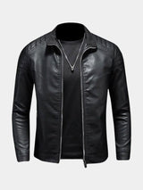 Mark - Cross Zip Leather Jacket