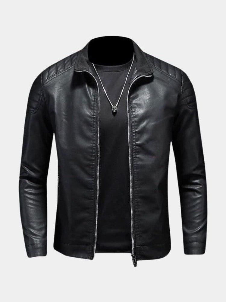 Mark - Cross Zip Leather Jacket