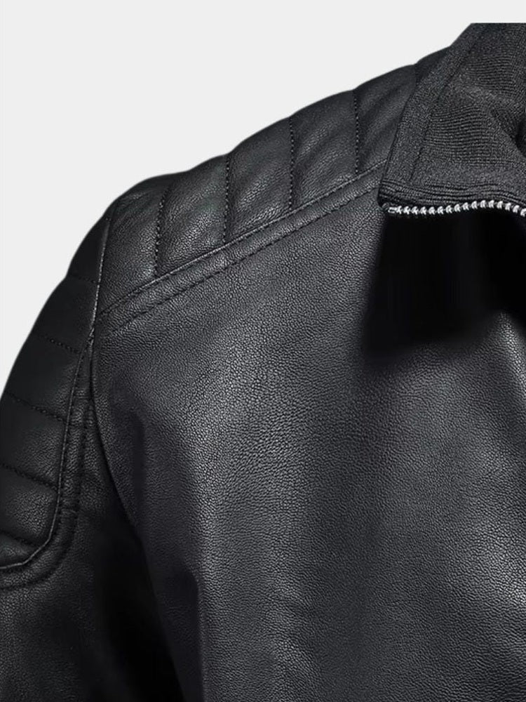 Mark - Cross Zip Leather Jacket