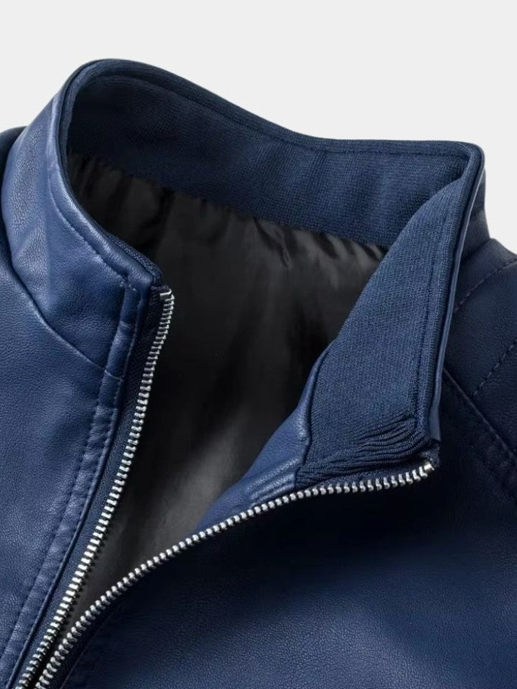 Mark - Cross Zip Leather Jacket